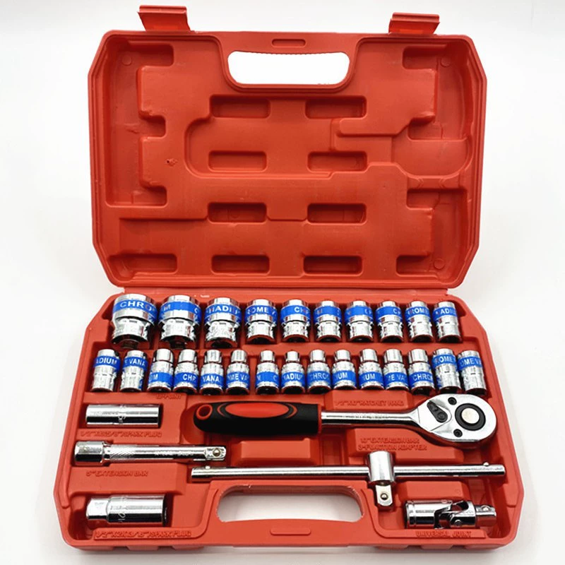 Набор торцевых головок 32 предмета, серия 1/2-дюйма (12,5 мм), цвет зеркально-синий, 8-32 мм