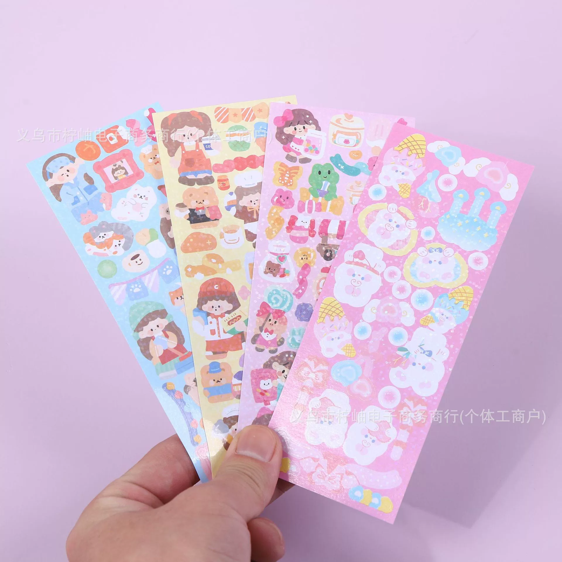 Лазерная карта Cartoon милые ручные наклейки для ручных счетов креативные ручные наклейки для детей
