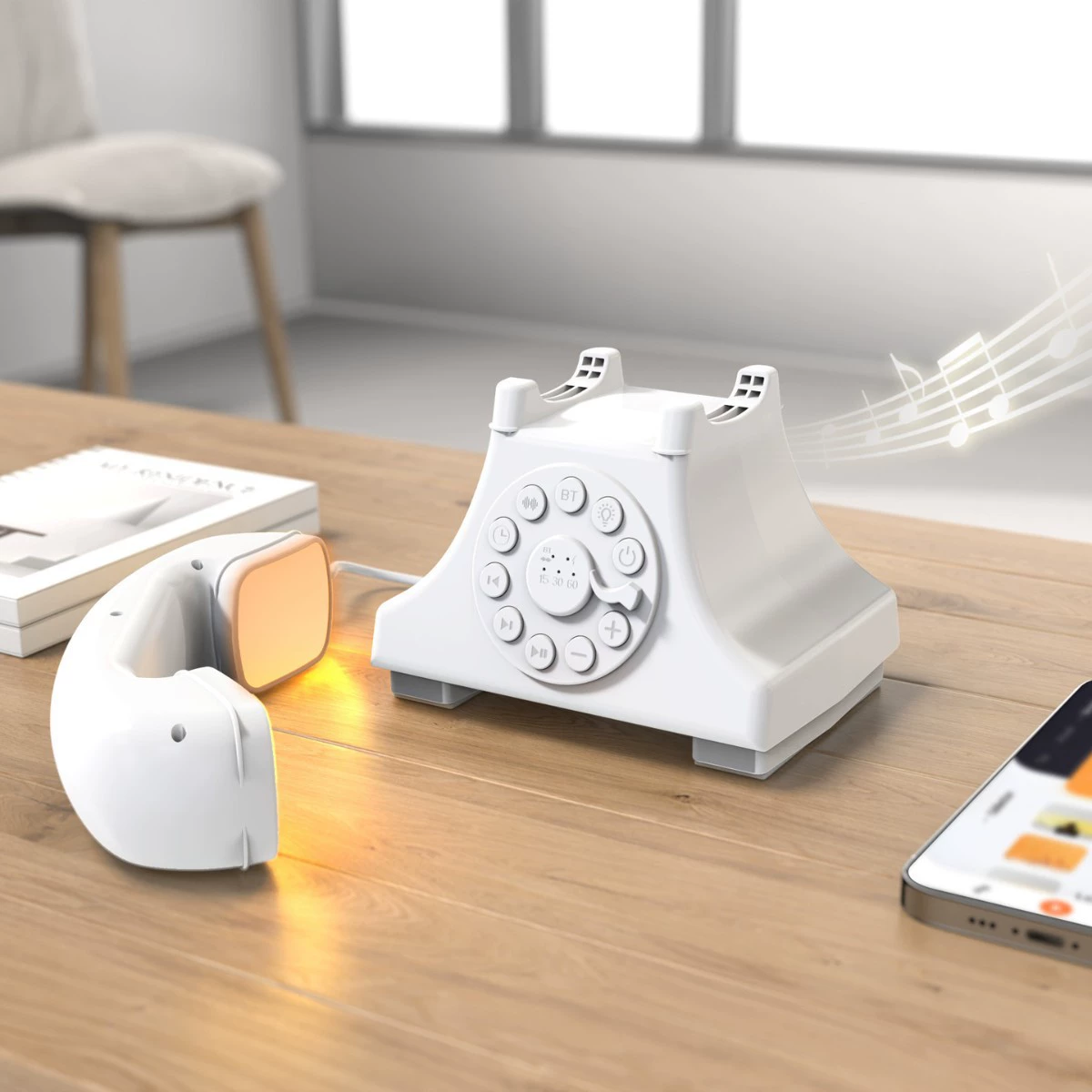 Шум белого шума, устройство для сна с музыкой, ретро-телефон, ночник, Bluetooth