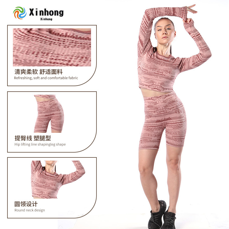 Amazon explosión trajes de yoga Honey Peach Hip Cross-border sin costuras pantalones cortos de yoga trajes de mujeres personalizados