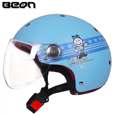 Helmet, Electric Vehicle Motorcycle Safety Motosiklet dəbilqələri - s-matt-blueblue-boy-b103