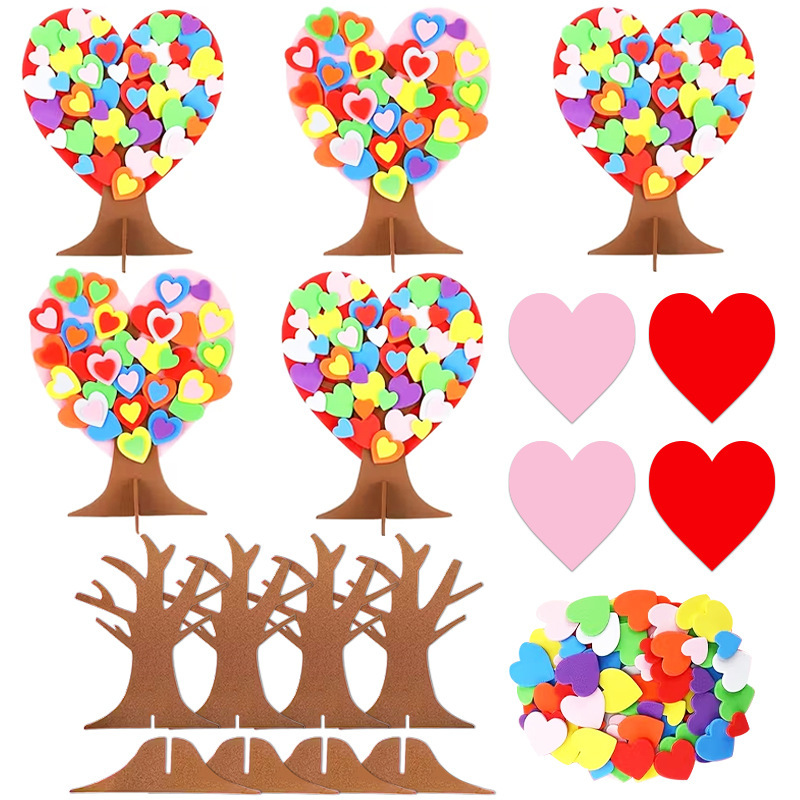 Cross-Border 3D Heart Tree Felt Sticker Handmade Set DIY Valentine's Day Heart Tree Autum Thanksgiving Party