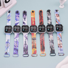 新款哪吒卡通印花电子表学生运动LED手表方形个性创意礼品