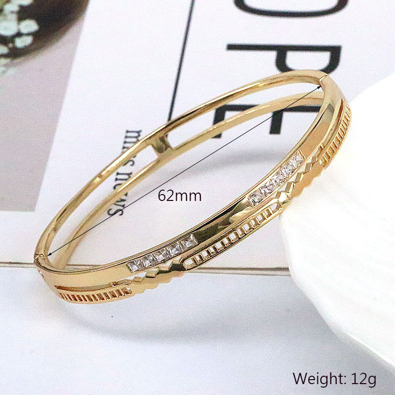 Fashion Geometric Copper Bangle Gold Plated Zircon Copper Bracelets