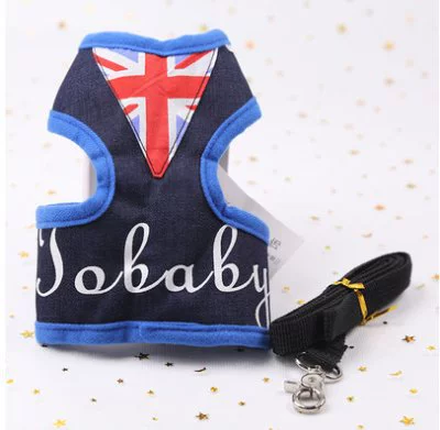 Clearance of spring and summer dog leash denim outdoor cat chest strap pet dog leash supplies Teddy cat available