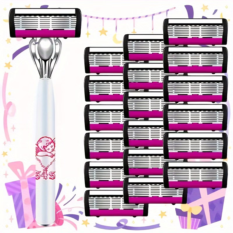 Women's Manual Shaver Angel Pattern Knife Holder 6-Layer Stainless Steel Blade Unisex Shaver Wholesale