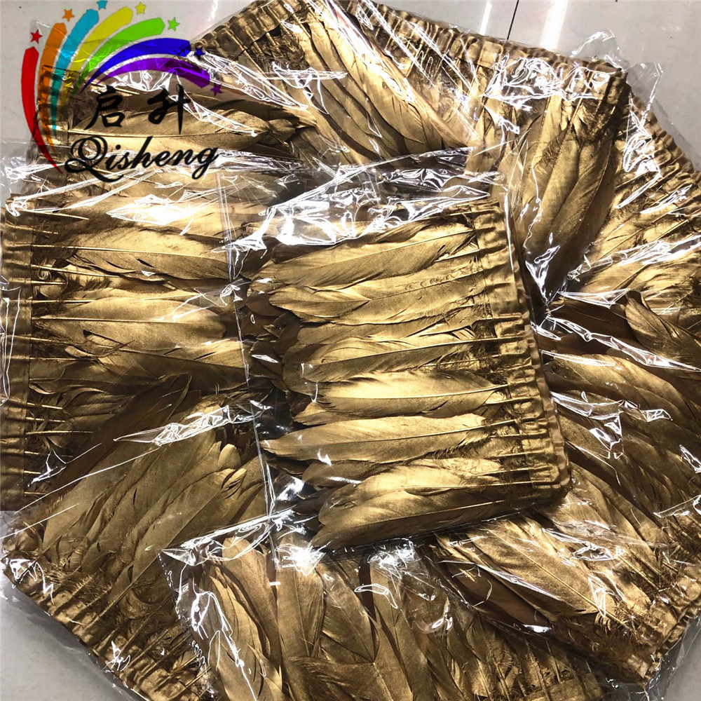 Gold 15/20cm goose feather large floating cloth edge with gold and silver goose feather cloth edge back wing lace accessories