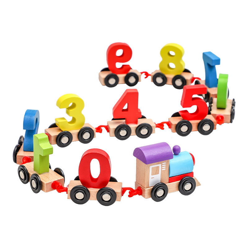 Caliente-Venta de tren digital de haya educativos para niños de educación temprana bloques de construcción a juego de colores cognitivos juguetes ensamblados al por mayor