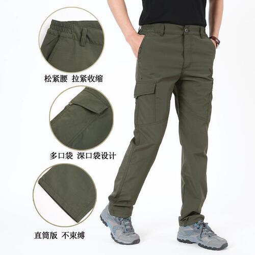 Men's Spring and Autumn Outdoor Classic Simple Multifunctional Pocket Sports Trousers, Loose Windproof Casual Straight Leg Work Pants