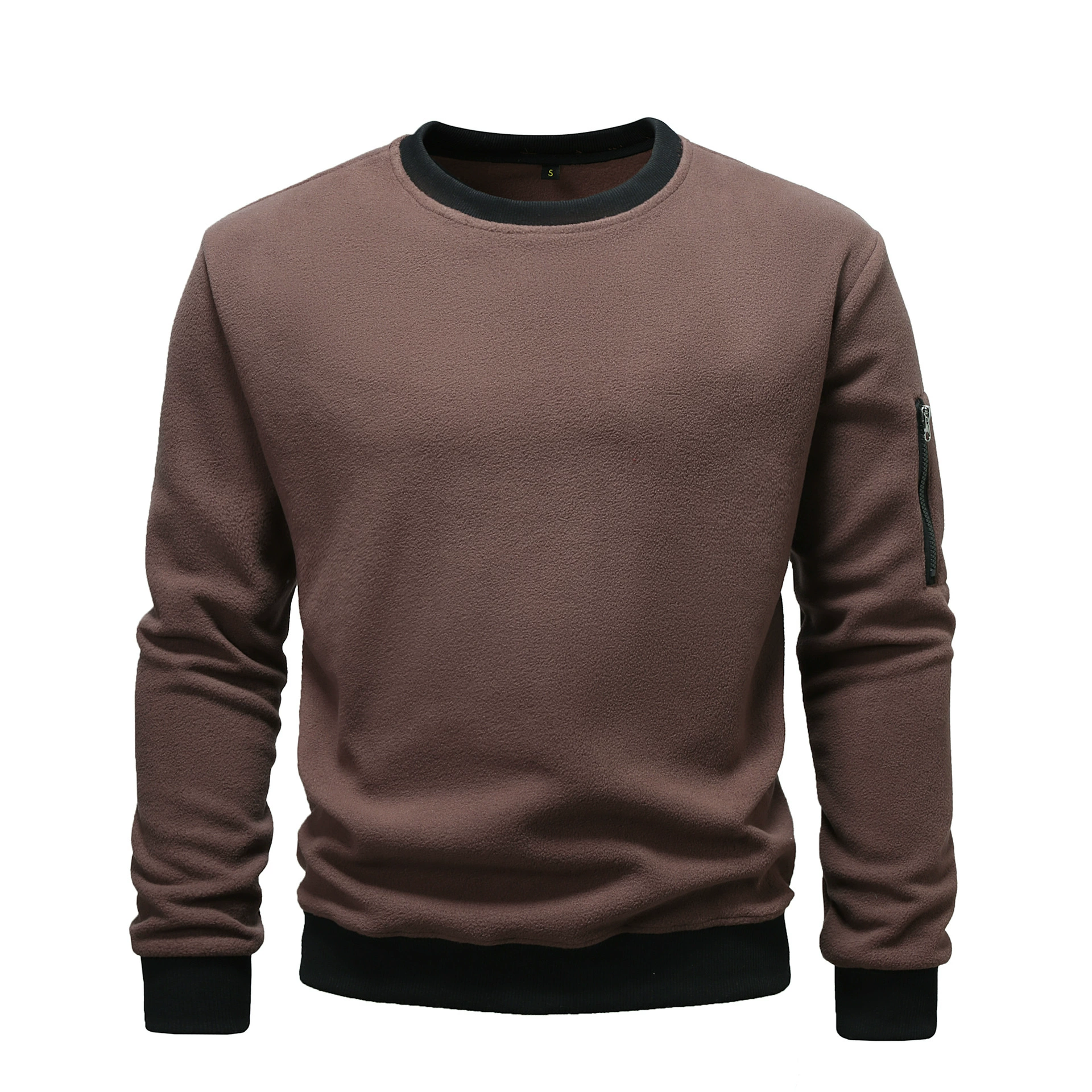 Трансграничная осень и зима новый европейский и американский мужской бархатный повседневный сплошной свитер молодежная мода спортивные куртки с длинными рукавами