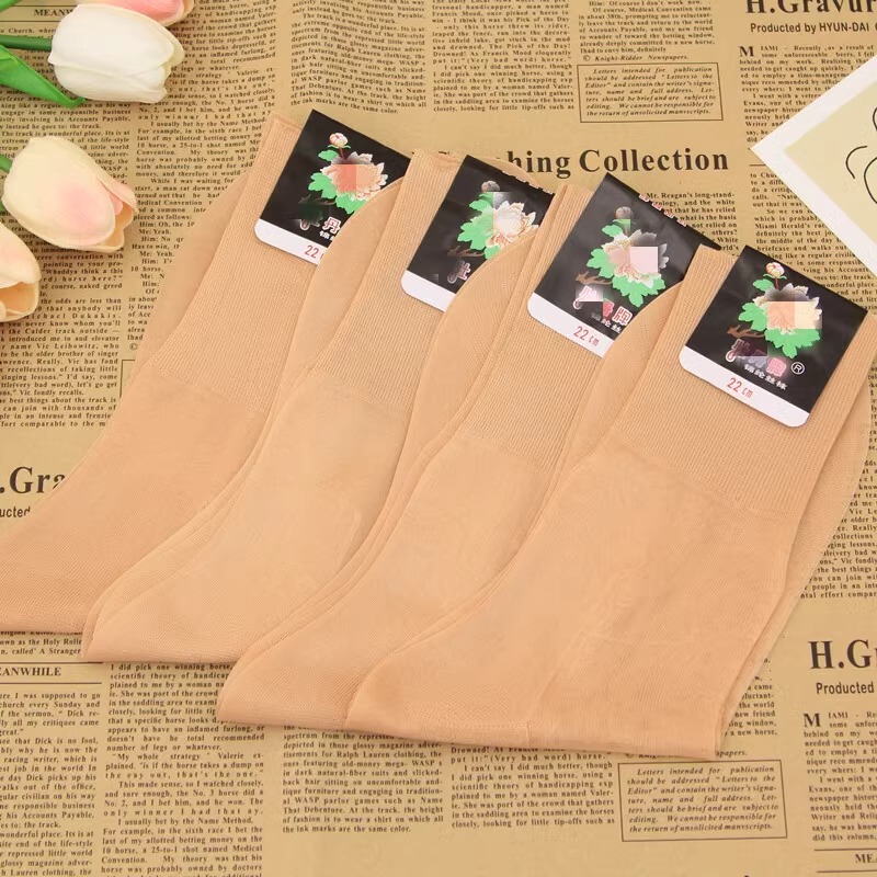 Shanghai Hua Peony Old-Fashioned Mercerized Socks for Middle-Aged and Elderly Men and Women with Mercerized Socks Nylon Stockings Old Style Stockings