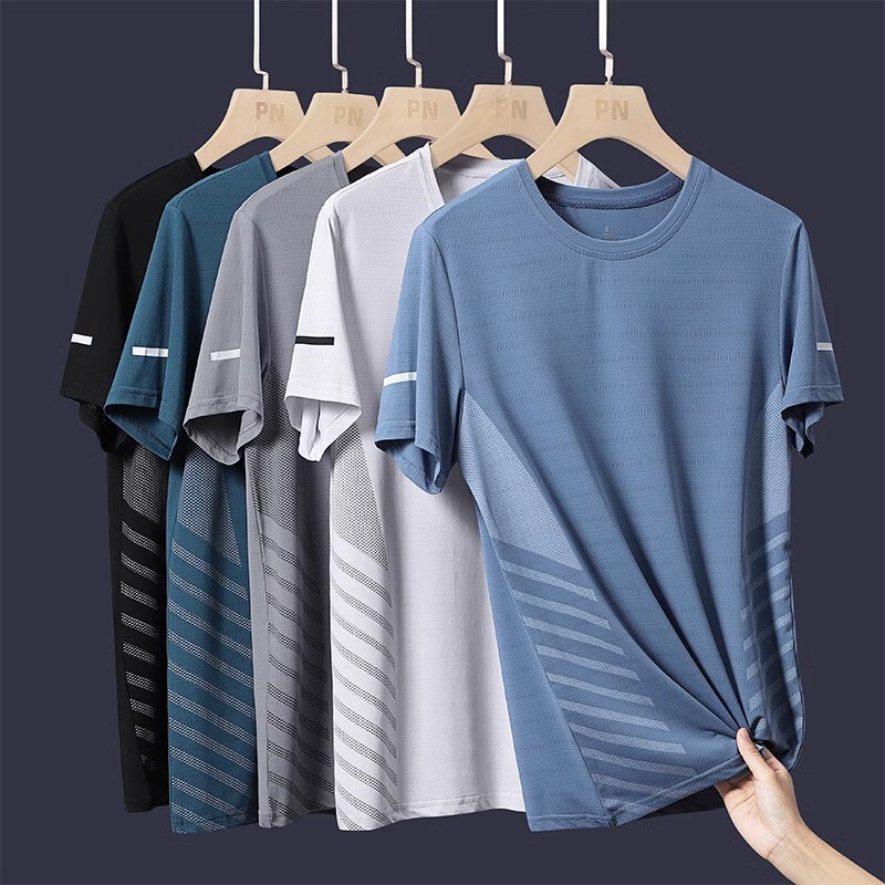 Factory in stock Ice Silk Short-sleeved T-shirt Men's Summer Thin Quick-drying Mesh Sports Top Half-sleeved T-shirt Summer Wear Factory in stock Ice Silk Short-sleeved T-shirt Men's Summer Thin Quick-drying Mesh Sports Top Half-sleeved T-shirt Summer Wear