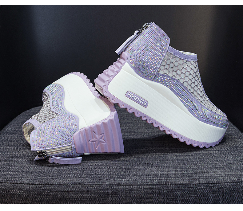 Giày sneaker nữ chunky đế dày mũi tròn lưới thoáng khí phong cách thể thao — M2839 màu xanh, M 2839m màu, M2839 màu đen, M2839 màu tím chi tiết 37