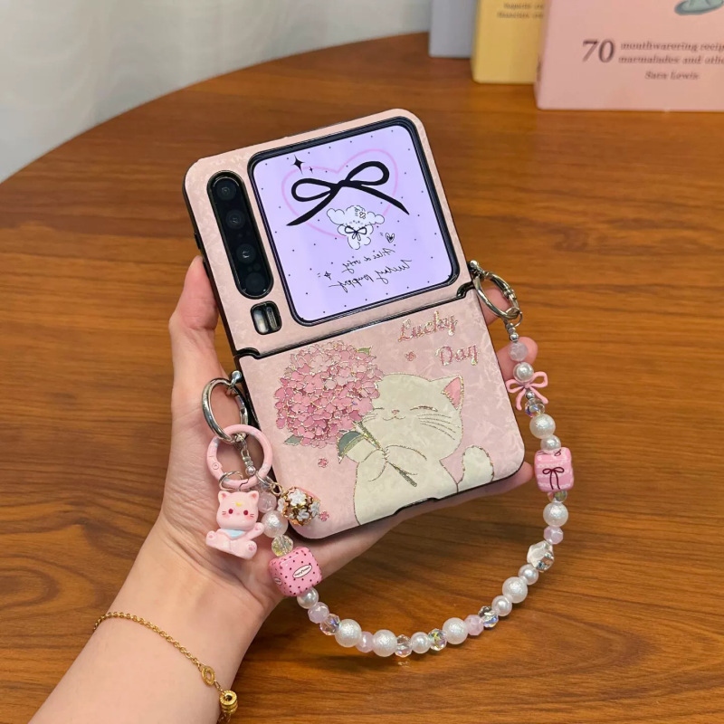 Gold-Stamped Bouquet Cat Design Suitable for Huawei Purax Phone Case, Foldable Zflip7 Full-Body Protective Crossbody Case Gold-Stamped Bouquet Cat Design Suitable for Huawei Purax Phone Case, Foldable Zflip7 Full-Body Protective Crossbody Case