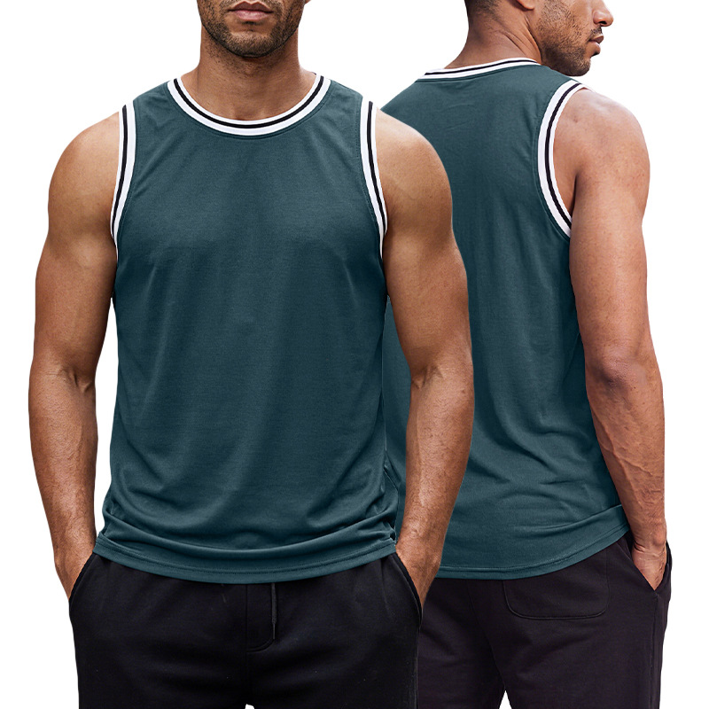 Comercio exterior transfronterizo americano pesado ocio hombre color de contraste sin mangas hombro deportivo holgado multicolor chaleco de fitness diario