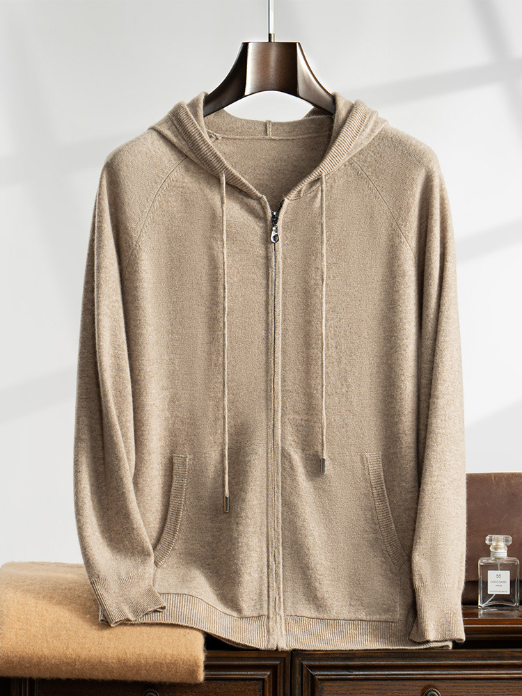 Autumn and Winter New Cashmere Hoodie Men's Hooded Zipper Knitted Cardigan Casual Sweatshirt Jacket Hoodie Cashmere Sweater