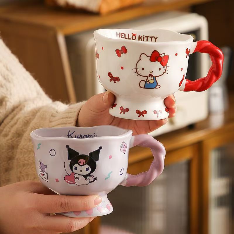 Sanrio Coulomi tazas de cerámica para niñas de alto valor facial tazas de agua para beber Hello Kitty tazas de regalo