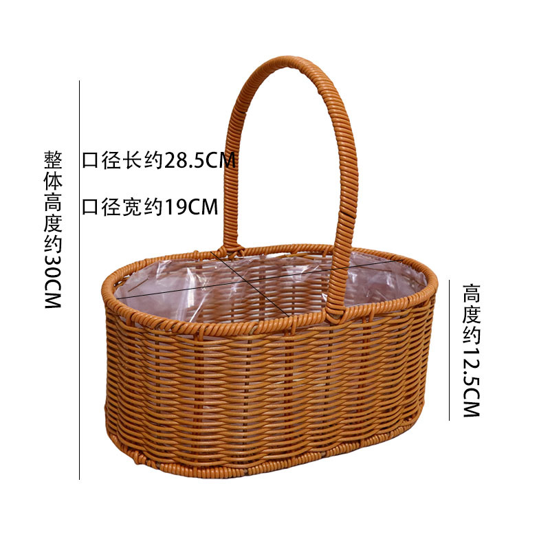 Cestas de frutas de caña tejidas a mano, cestas de almacenamiento domésticas portátiles de gran tamaño, cestas de regalo de huevos, cestas de regalo