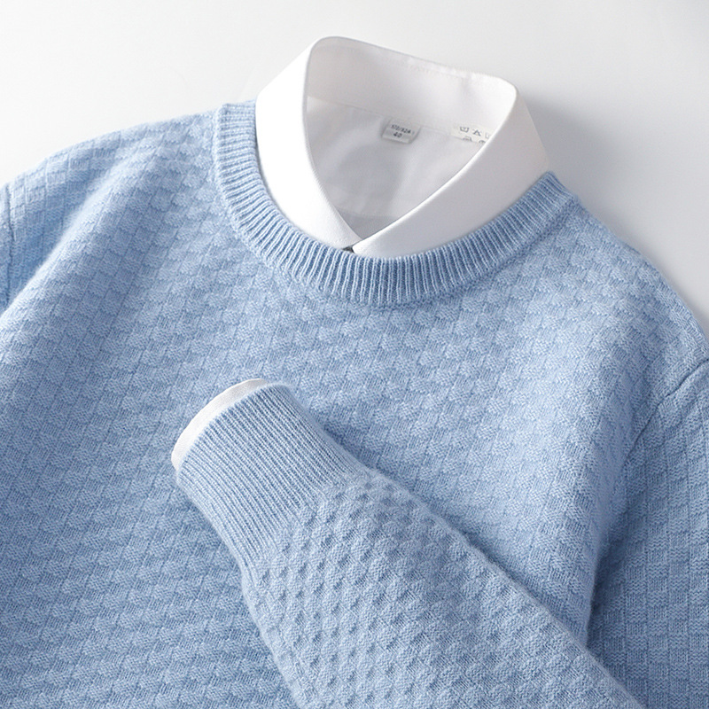 New thickened men's woolen sweater round neck pullover knitted cashmere sweater plus size bottoming shirt warm sweater