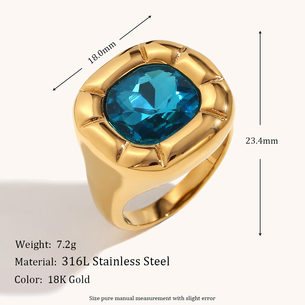 Stainless Steel Titanium Steel 18K Gold Plated Casual Simple Style Geometric Zircon Rings Earrings Necklace display picture 2