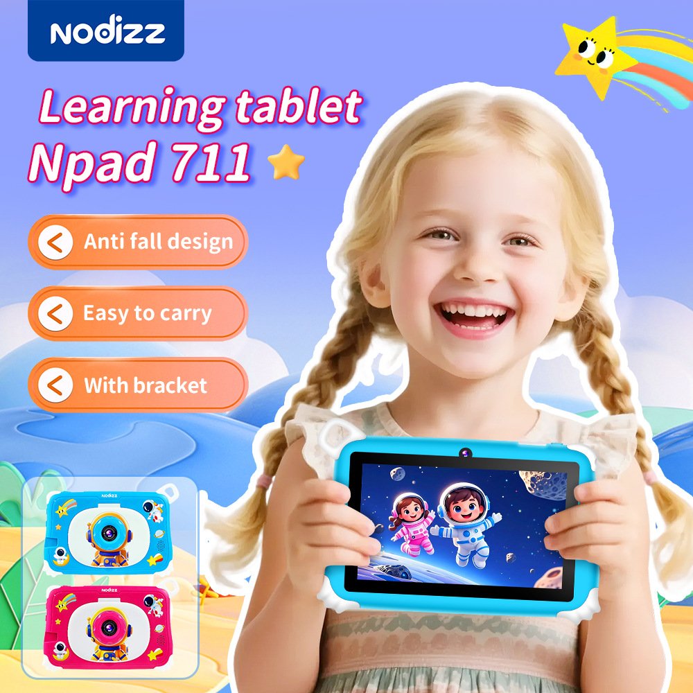 Npad711 Kids Tablet - 7" IPS Screen, Dual Camera, 32GB Storage, Android Learning Tablet With Bluetooth & Gravity Sensor, 9+ Hours Battery Life_voghion.com