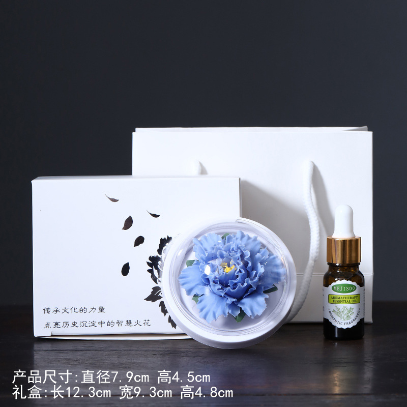 皓塵手作り磁器花香薫拡香器陶磁器手作りつまみ花牡丹花置物高級客先のお土産