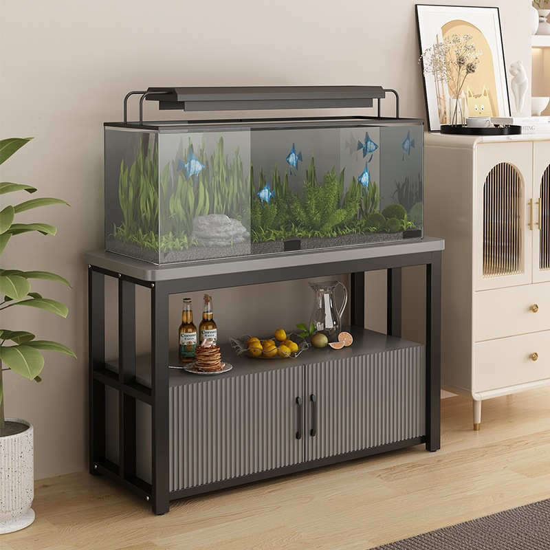 水槽ベースキャビネットホームリビングルーム水槽棚水族館耐荷重金属水槽ベースキャビネット多層収納ラック|undefined