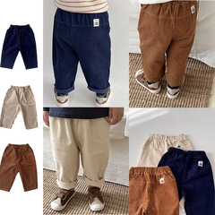 (團寵褲)兒童燈芯絨百搭休閒長褲秋季嬰幼童男童女童森系兒童褲子