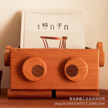 实木机器人收纳盒可旋转客厅茶几桌面杂物箱书架纸巾盒可爱原木风