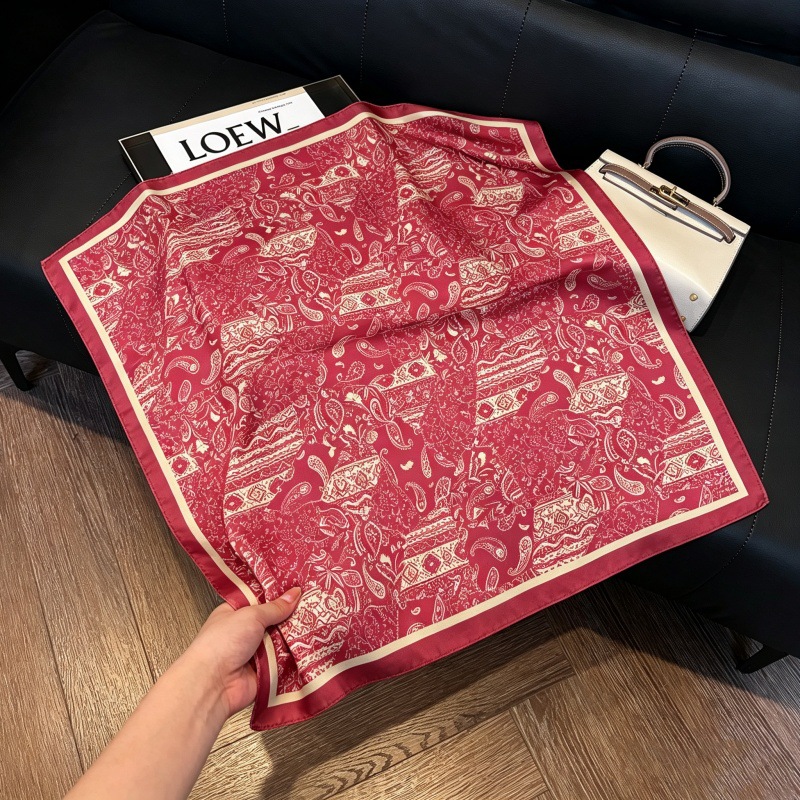 Colección 70*70 nuevo estilo bufanda de seda azul sensación de alta calidad imitación bufanda cuadrada de seda moda todo-fósforo bolsa atada bufanda de pelo