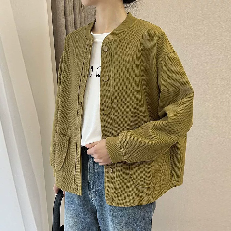 Baseball uniform, spring jacket, solid sweatshirt, Korean style, oversize