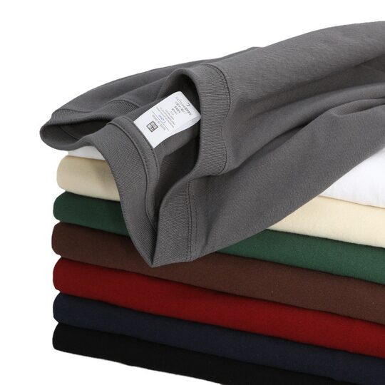 Teenagers pure cotton solid color men's T-shirt 200g combed cotton short sleeve round neck men's T-shirt thick fashion brand clothing short sleeve