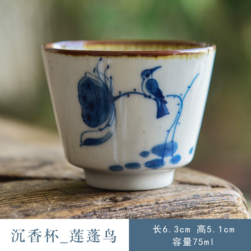Pintado a mano kung fu taza de té taza principal de loto taza única taza de té de la vendimia juego de té de cerámica taza de té de un solo tazón de té