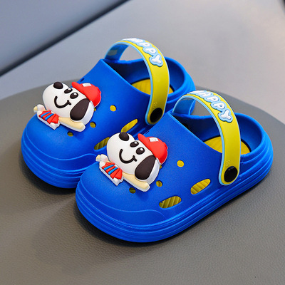 Тапочки в стиле Crocs, детская сумка, мужские тапочки для мальчиков, мультяшные нескользящие детские мюли, закрытый носок, 3 лет