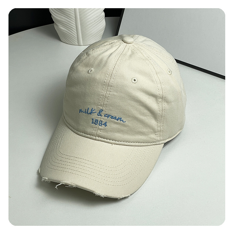 agujero nuevo sombrero de béisbol bordado de letras mujer simple cara pequeña gorra de lengua de goma ancha primavera y verano sombrero de pareja hombre