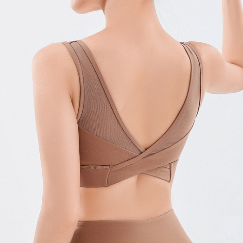 Sports bra women's shockproof running yoga vest sexy push-up easy to put on and take off bra running fitness top outer wear