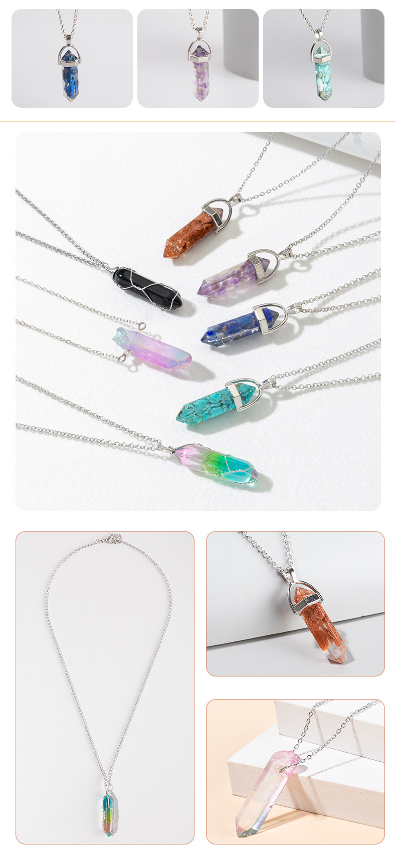 Simple Style Geometric Glass Pendant Necklace