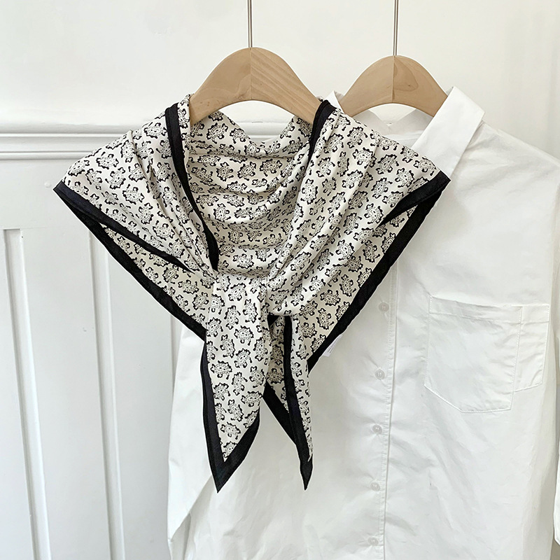 Bufanda triangular, babero, estilo fino de moda para mujer, cintura multifuncional, bufanda de seda decorativa, bufanda de línea de moda de alta gama, chal