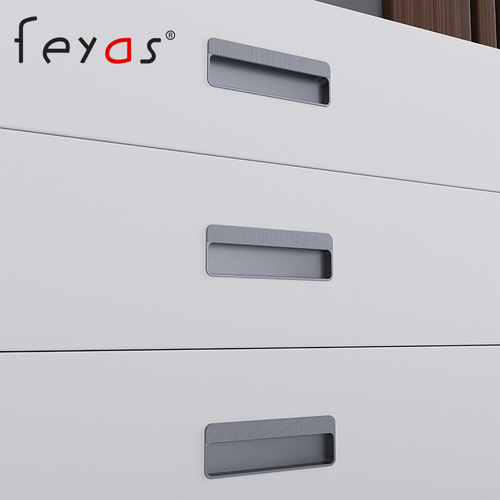 Wardrobe embedded invisible handle high-end black cabinet door tatami slotted handle push-pull sliding door concealed handle