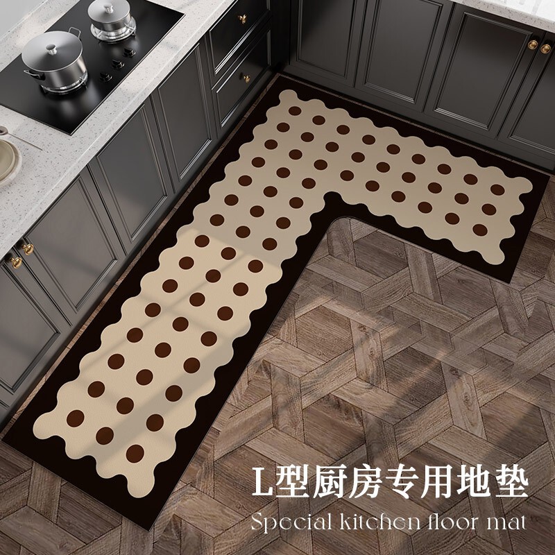 Advanced French Style L-shaped Kitchen Corner Special Diatom Mud Mat Non-slip Dirt-resistant Easy-to-care Bathroom Foot Mat