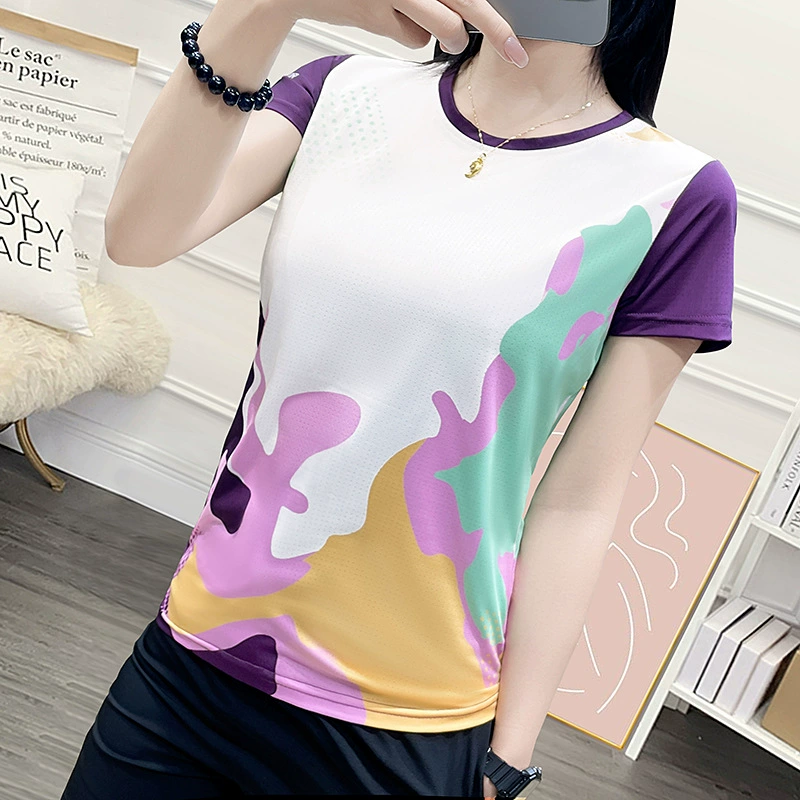 Уличная быстросохнущая одежда, женская одежда с короткими рукавами, спортивная одежда для фитнеса, пешего туризма, бега, походов, топы с круглым вырезом, футболка, женская группа