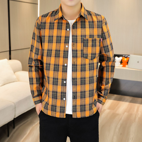 Men's Shirt Spring and Autumn Long Sleeve Collared Shirt Youth Large Size Casual Top Base Shirt Versatile Men's Clothing