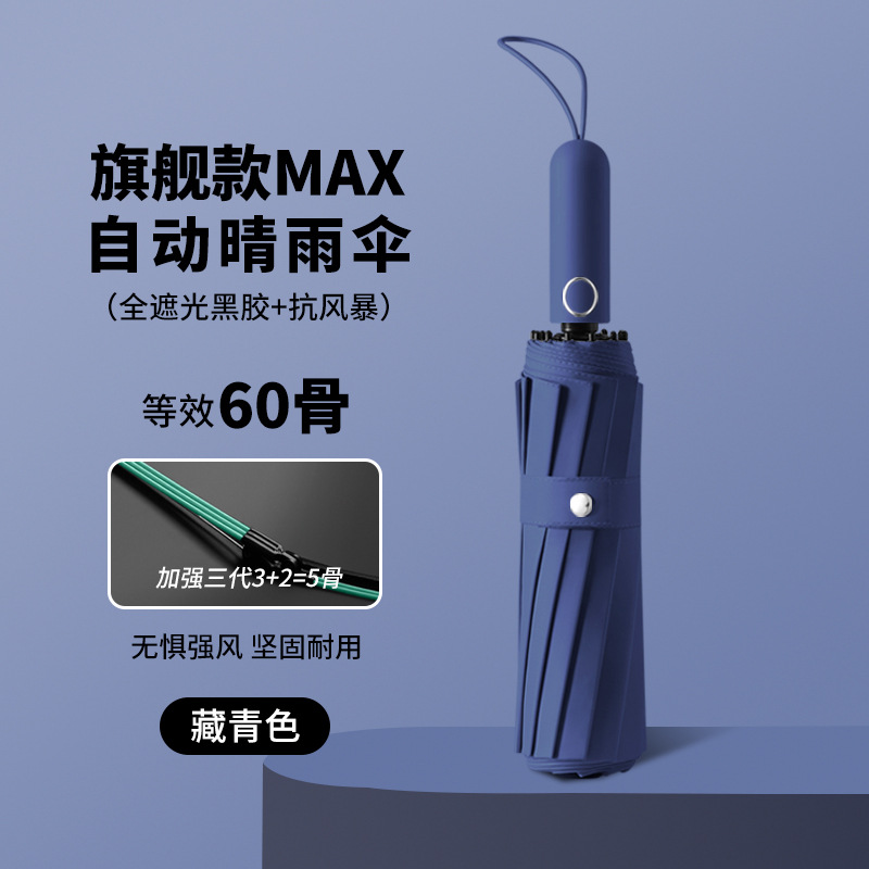 Paraguas, paraguas plegable, paraguas automático de doble varilla inversa, paraguas para lluvia o sol, resistente a tormentas, revestimiento negro engrosado, tamaño grande, doble varilla.