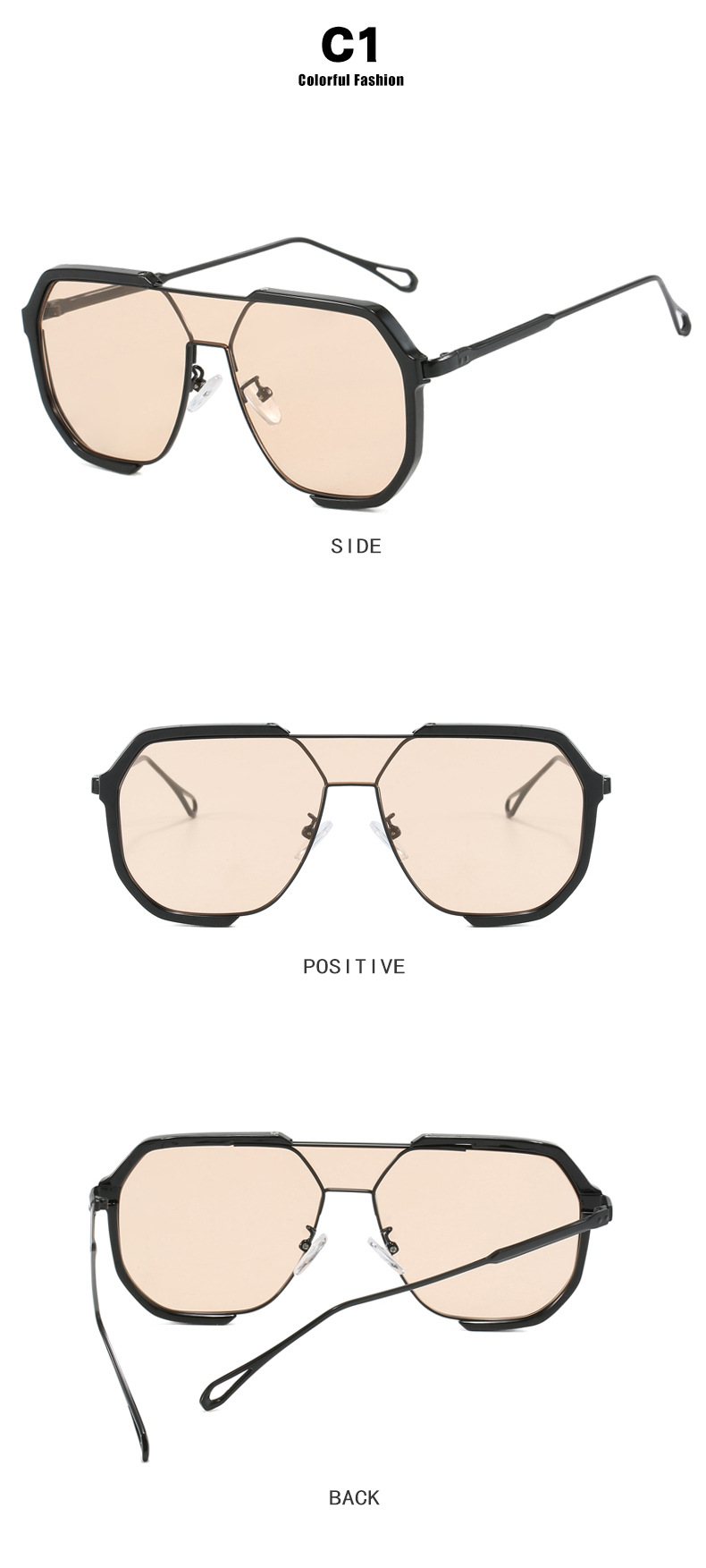 Large frame display face small sunglasses one-piece trend plankton handsome sunglasses 2024 new concave shape sunglasses advanced sense_voghion.com