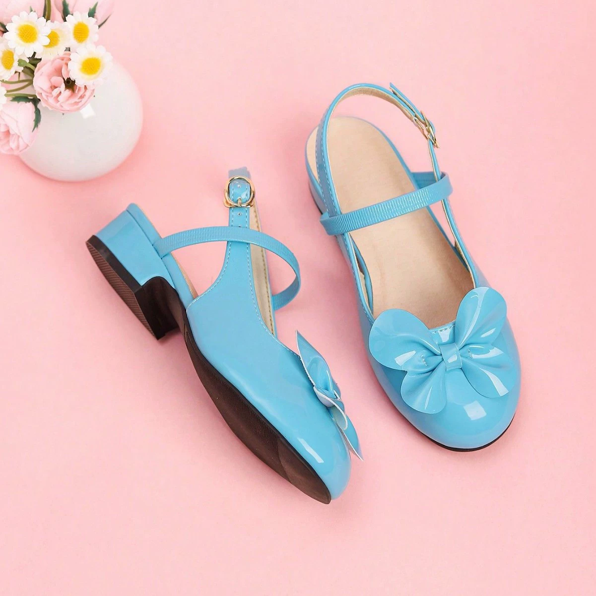 Трансграничная внешняя торговля корейская версия темпераментного банта нишевые туфли на каблуках толстые туфли на каблуках