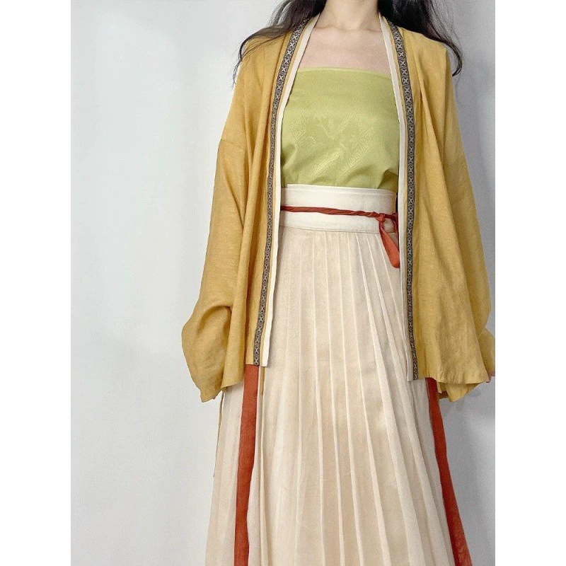 Hanting Textiles [Раннее лето] Оригинальный Hanfu Женская повседневная песня самолета с рукавами плиссированной юбкой летом новый