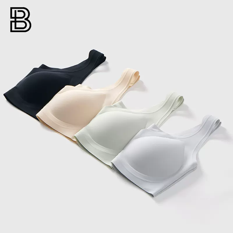 一片式内衣固定杯大胸显小防下垂背心式胸罩薄款女生纯色无痕文胸