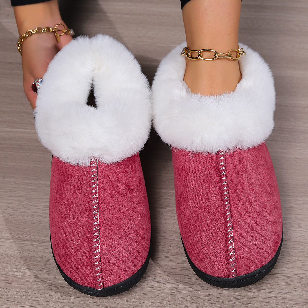 Home cotton slippers female Baotou cotton drag indoor household non-slip neutral slippers_voghion.com
