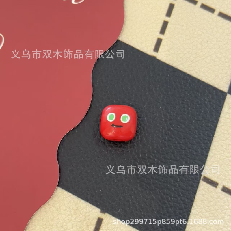 14mm印花烤漆五月天表情馒头串珠 diy手链手机链包挂车挂饰品配件|undefined