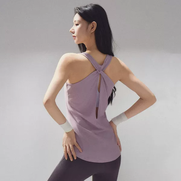 Slim-Fitting Women's Thin Yoga Wear, Loose Sleeveless Pilates Training Top, Summer Quick-Drying Sports Purple Vest